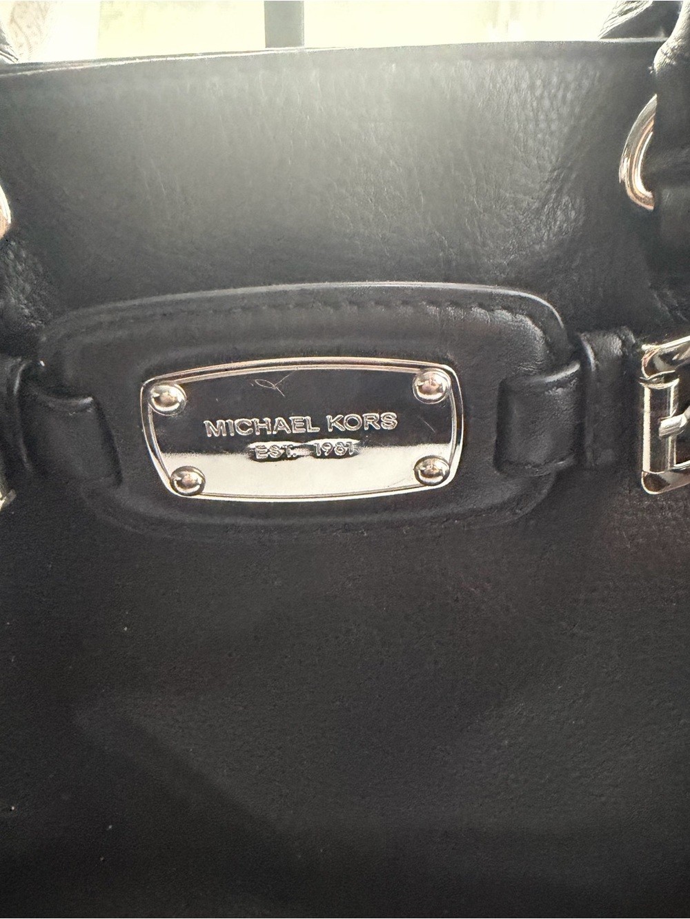 Michael Kors Black Leather Satchel with silver Tone Hardware - Picture 2 of 13